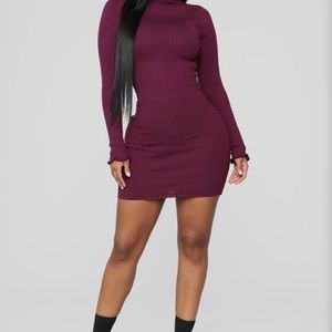 fashion nova maroon turtleneck dress